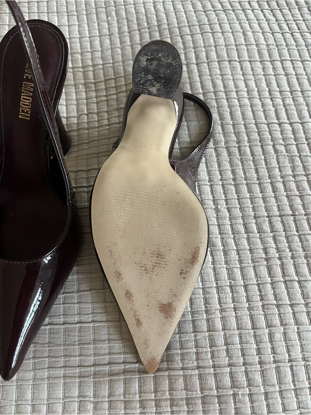 Steve Madden Patent Pointed-Toe Slingback Pumps in Deep Burgundy